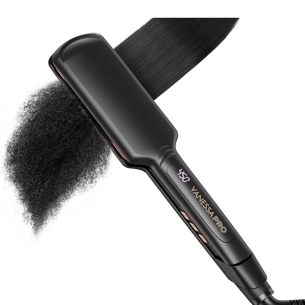 Titanium Flat Iron Hair Straightener for Black Hair, Silk Press Flat Iron Wide